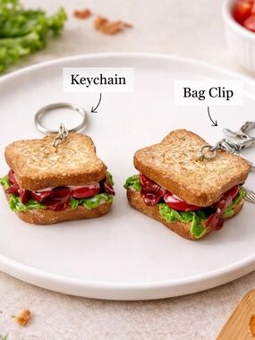 BLT Keychain or Bag Clip, Mini Sandwich Keychain, Food Keychain, BLT Lover Gift